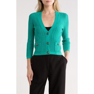L'agence Irvin Pointelle Cardigan in Lagoon/Ant Nickel at Nordstrom Rack, Size Xx-Small