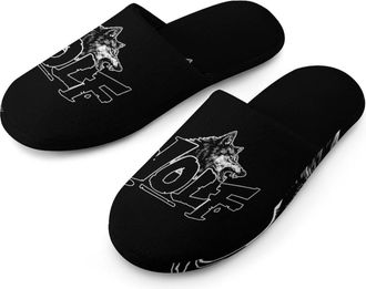 Generic Wolf with Fangs Mens House Slippers Slip Indoor Slipper On Shoes Warm Outdoor