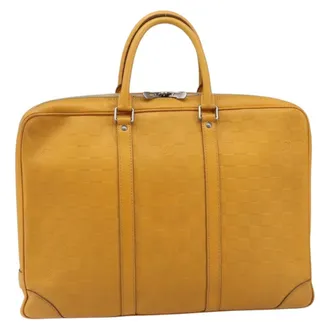 Louis Vuitton Porte-Documents Voyage Damier Infini Leather Yellow Leather Briefcase Bag (Pre-Owned)
