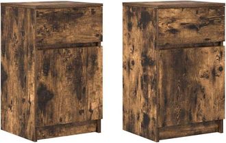vidaXL Vidaxl - Mesitas noche 2 uds madera ingeniería roble ahumado 39x35x65 cm
