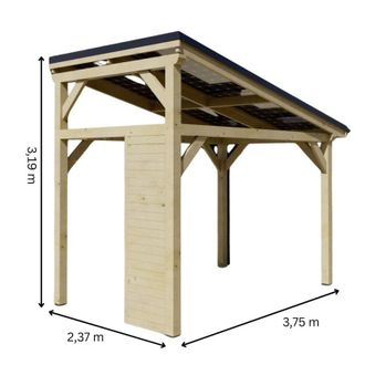 Foresta Cochera Con Sistema Fotovoltaico De 3,49 X 2,13 M - Madera Natural Con 4 Paneles Solares De 2 Kw - Wt3521 Foresta