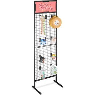 Relaxdays Relaxdays - Mostrador De Tienda, Panel Expositor De Rejilla, 10 Ganchos, Acero, 21x65,5x44,5 Cm, 1 Ud., Negro