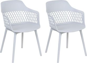 Beliani Beliani - Conjunto De 2 Sillas De Comedor Gris Claro Asiento Sint&eacute;tico Patas Almira