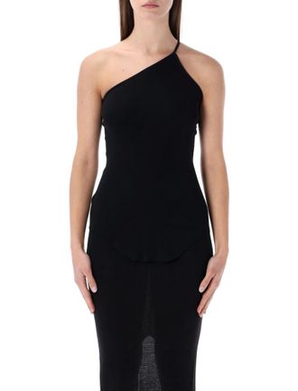 Rick Owens Black One Shoulder Midi Dress
