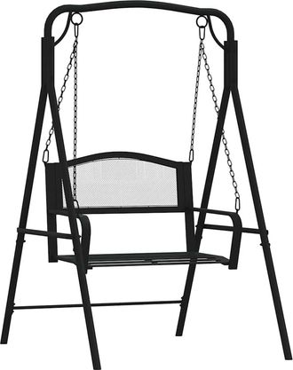 vidaXL Banco Mecedor De Acero Negro 124 Cm Vidaxl