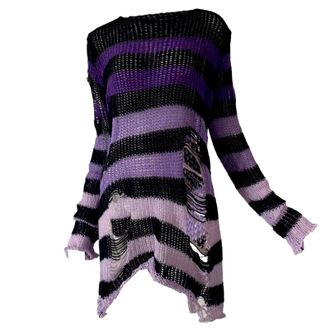Generic Halloween Jumper Oversized Womens Goth Striped Soft Horror Sweater Holey Frayed Y2k Stylish Grunge Knitwear Purple