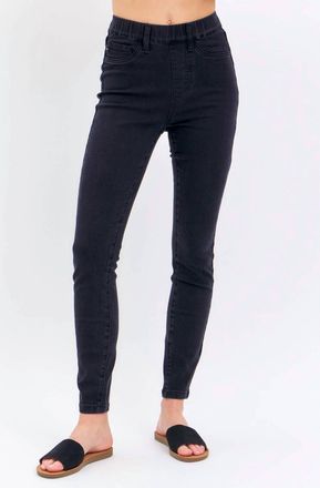 Judy Blue High Waist Pull On Shield Pockets Skinny Jeans In Black