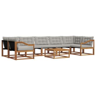 vidaXL Conjunto De Sof&aacute;s De Exterior 8 Pcs Gris Natural Y Claro Vidaxl