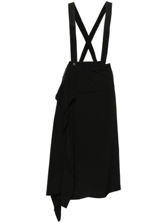 Yohji Yamamoto shoulder-straps satin skirt - women - Polyester/Triacetate - 2 - Black