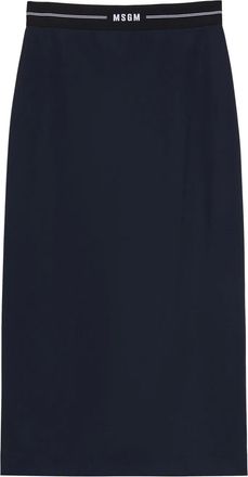 Msgm Gonna midi con banda logo - Blu