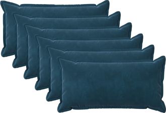 vidaXL Funda De Almohada 6 Pcs Houten Azul 40 X 70 Cm Terciopelo Vidaxl