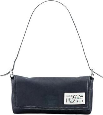 Fendi Pre-owned Shoulder Bags, female, Blue, Size: ONE SIZE Pre-owned Vintage Canvas Shoulder Bag