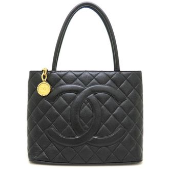 Chanel Black Grained Calfskin Tote Bag (Pre-Owned)