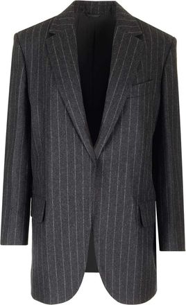 Brunello Cucinelli Pinstripe Blazer Giacche Grey-Donna