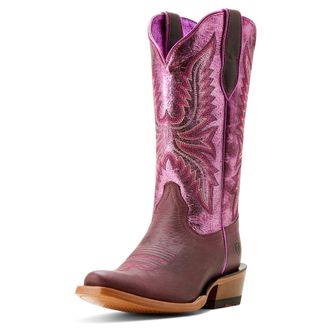 Ariat Womens Futurity Flash K Toe Western Boots in Crimson Grape Magenta Shine, B Medium Width, Size 7.5, by Ariat