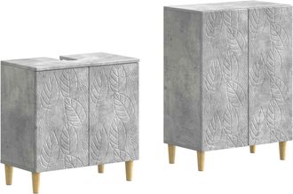 vidaXL Juego De Gabinete De Ba&ntilde;o De 2 Piezas Delft Gris Hormig&oacute;n Vidaxl