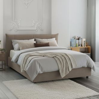 Dmora Dmora - Cama Matrimonial Dfecci, Cama Contenedor Con Revestimiento De Tela, 100% Made In Italy, Apertura Frontal, Con Colch&oacute;n De Cm 160x200 Incluido, 