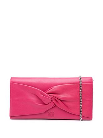 Loewe 2010 Anagram Nappa Bow Tie Clutch with Chain crossbody bag - women - Nappa Leather - One Size - Pink