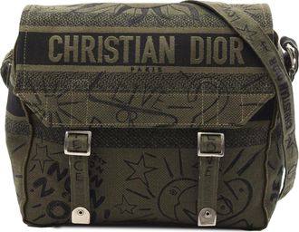 Dior Pre-owned Womens Printed Crossbody Bag - Dark Green Textile - One Size