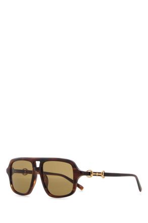 Gucci Brown Havana Pilot Sunglasses