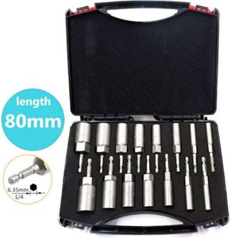 OEM Juego De 15 Piezas De Llaves De Impacto Con Vasos Hexagonales De 5,5 A 19 Mm Y Profundidad De Corte De 34 Mm Para Destornilladores El&eacute;ctricos Y Llaves