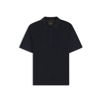 BOSS Cotton-silk polo shirt with zip neck