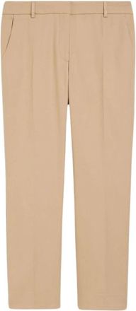 Max Mara Beige Katoenen Stretch Cigarettenbroek - Dames - Vrijetijds broeken - Beige - 2XS - Katoen - Broeken