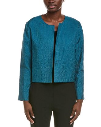 Eileen Fisher Eileen Fisher Round Neck Silk Jacket