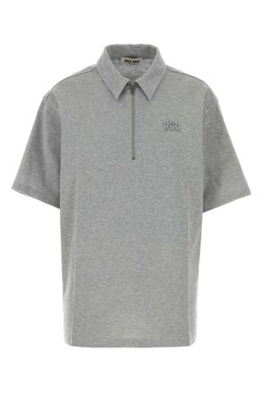 Miu Miu Grey Shirt Collar Oversize Polo Shirt