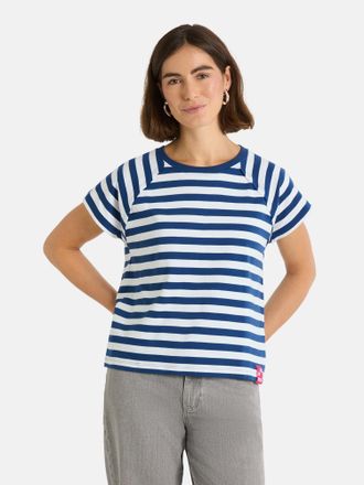 Lieblingsst&uuml;ck T-Shirt LIEBLINGSST&Uuml;CK TaraEP, Damen, Gr. XXL, schwarz denim, Single Jersey, Obermaterial: 100% Baumwolle, gestreift, h&uuml;ftlang, Rundhals, Raglan&auml;rmel,