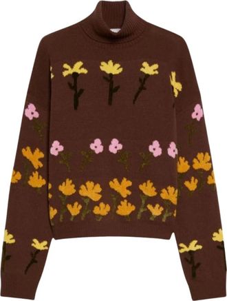 iBlues Truien & Vesten, Dames, Bruin, L, Wol, Merino Blend Turtleneck