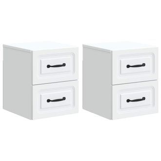 vidaXL Mesita De Noche De Pared Con Caj&oacute;n 2 Pcs 34,5 X 33 X 40 Cm Vidaxl