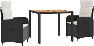 vidaXL Juego De Comedor Para Exteriores 3 Uds. Negro Y Crema Vidaxl