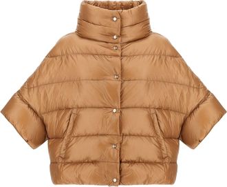 Herno Brown Quilted Cropped Jacket with High Collar and Down Filling