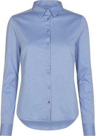 Mos Mosh Blauw Jersey Shirt Tina Bel Air - Dames - Overhemden - Blauw - XL - Katoen - Overhemden