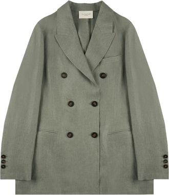 Slowear double-breasted linen jacket - women - Linen/Flax/Viscose - 38 - Green
