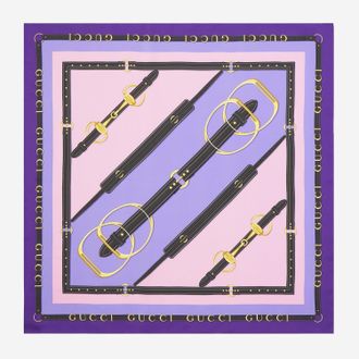Gucci Womens Printed Silk Twill Scarf Fabric Scarfs