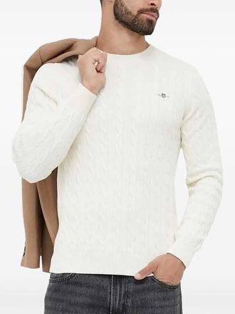 GANT Maglione girocollo in maglia a trecce - Bianco