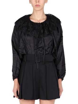 Patou Black Embroidered Round Neck Top