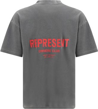 Represent Cotton Logo Print T-Shirt - Gray
