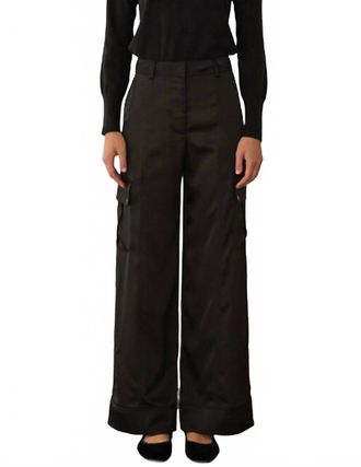 Skies Are Blue Clothing Light Satin Cargo Pants In Black