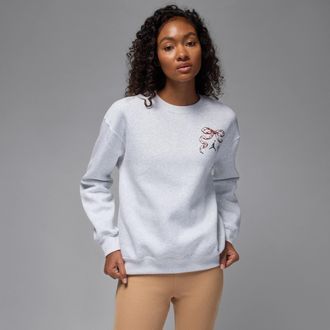 Nike Jordan Womens Jordan Brooklyn Fleece Crew-Neck Pullover in Brown | IM5423-051