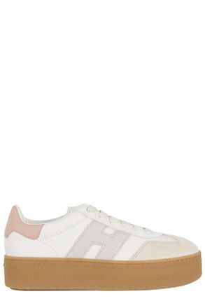 Hogan Brown Lace-Up H Side-Logo Leather Sneakers