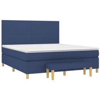 vidaXL Vidaxl - Cama Box Spring Con Colch&oacute;n Tela Azul 180x200 Cm