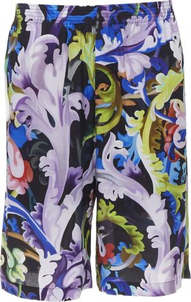 Versace 2021 Runway Baroccoflage floral baroque wide shorts IT46 S