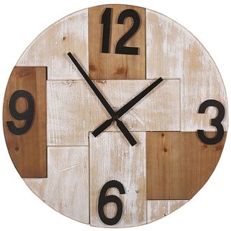 Beliani Beliani - Reloj De Pared Madera Clara Redondo &Oslash; 60 Cm Hecho A Mano N&uacute;meros Negros R&uacute;stico Minimalista Michapan