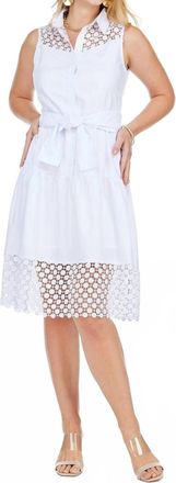Jade Yoga Lace Trim Midi Dress In White