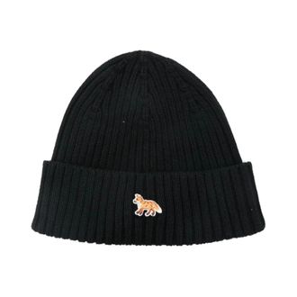 Maison Kitsun&eacute; Baby Fox Beanie - Heren - Hoeden - Zwart - ONE Size - Accessoires