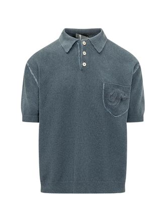 Dsquared2 Silk And Nylon Blend Crew Neck Polo