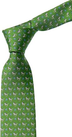 Ferragamo Ferragamo Green Gancini Zebras Silk Tie